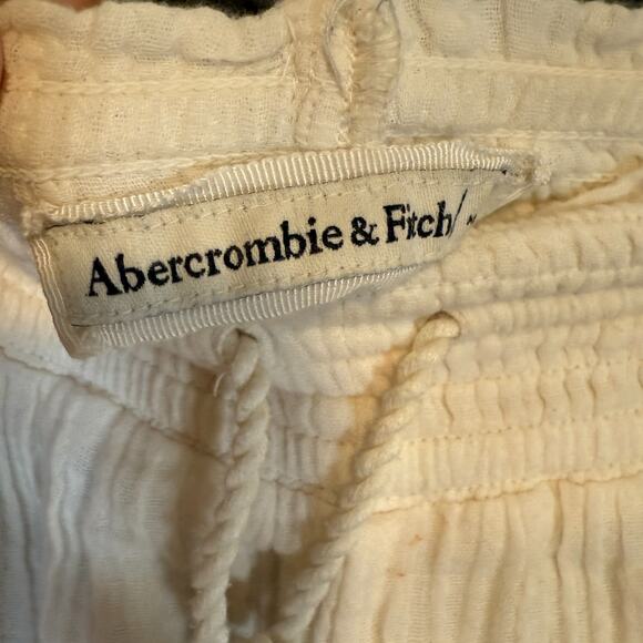 Abercrombie & Fitch Pants Womens Small White Smocked Waist Wide Leg Boho Beach - Picture 9 of 12